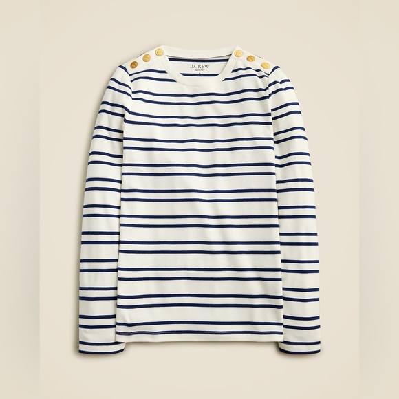 NWT J.Crew Perfect-fit Long Sleeve Crewneck With Lion Buttons - Picture 5 of 5